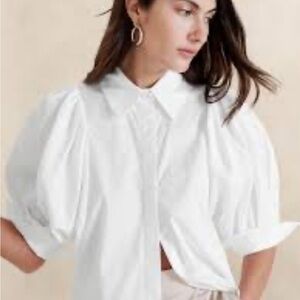 bebe White Puff Sleeve Blouse